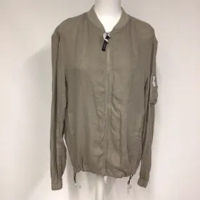 BNWT AllSaints Limestone Taupe 100% Linen Borra Bomber Jacket Size S