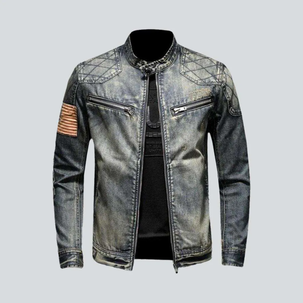 Bomber biker men denim jacket