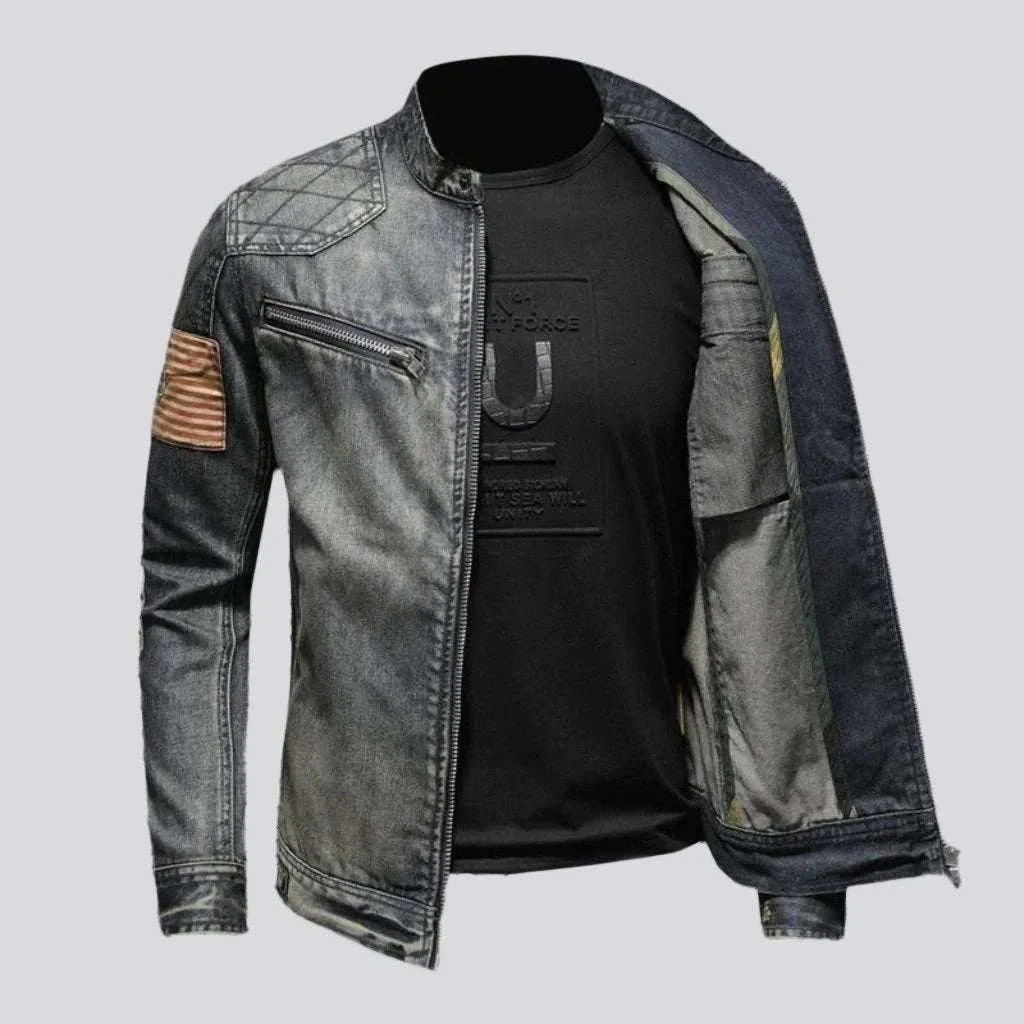 Bomber biker men denim jacket