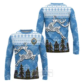 Bowie Clan Christmas Long Sleeve T-Shirt Celtic Reindeer Style