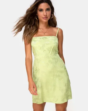 Boyasly Slip Dress in Satin Rose Lime