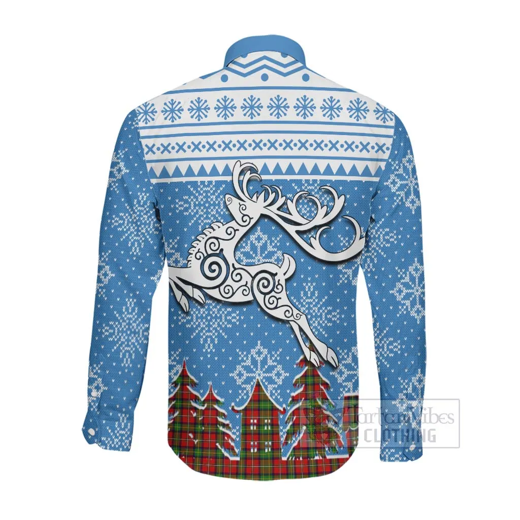 Boyd Clan Christmas Long Sleeve Button Shirt Celtic Reindeer Style