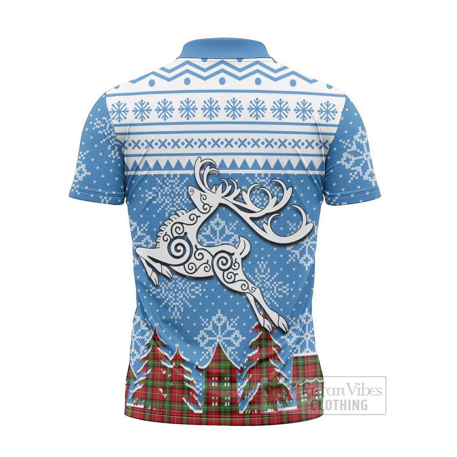 Boyd Clan Christmas Zipper Polo Shirt Celtic Reindeer Style