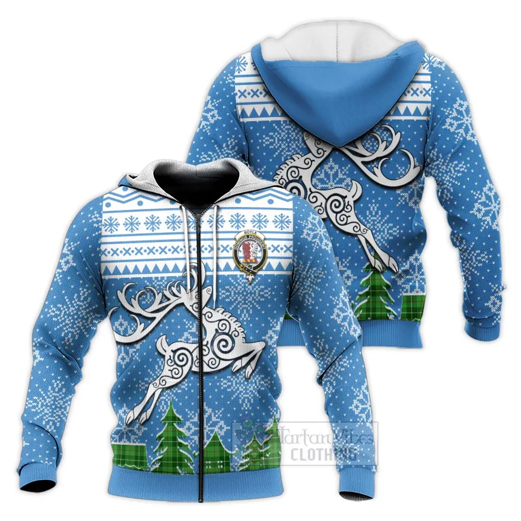 Boyle Clan Christmas Knitted Hoodie Celtic Reindeer Style