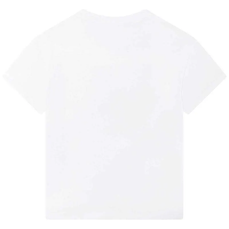 Boys White Embroidered Tiger T-Shirt