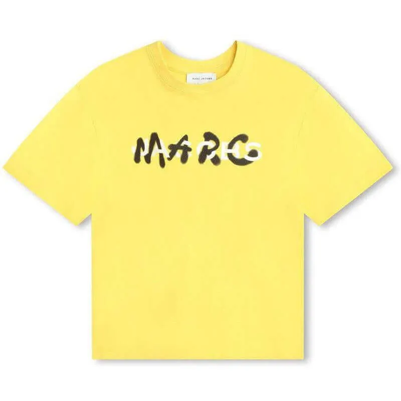 Boys Yellow Graffiti Logo Short Sleeve T-Shirt