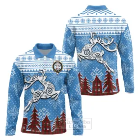 Brodie Clan Christmas Long Sleeve Polo Shirt Celtic Reindeer Style