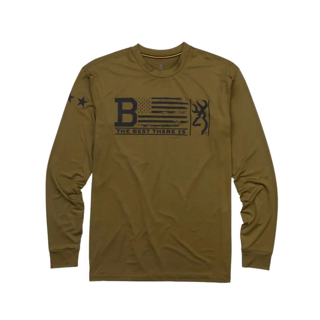 Browning Men’s Graphic Long Sleeve Military Green Sun Shirt