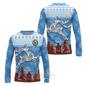 Bruce Clan Christmas Long Sleeve T-Shirt Celtic Reindeer Style