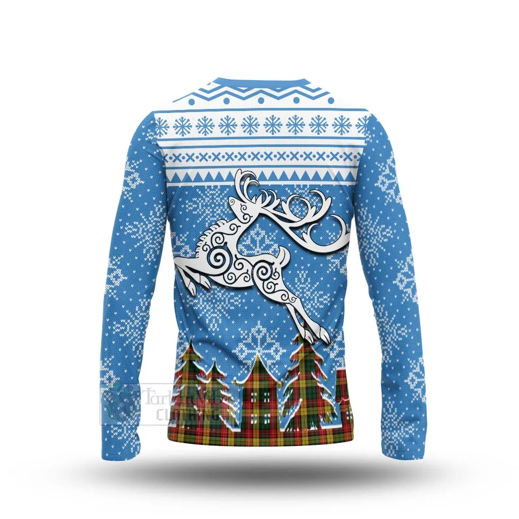 Buchanan Clan Christmas Long Sleeve T-Shirt Celtic Reindeer Style