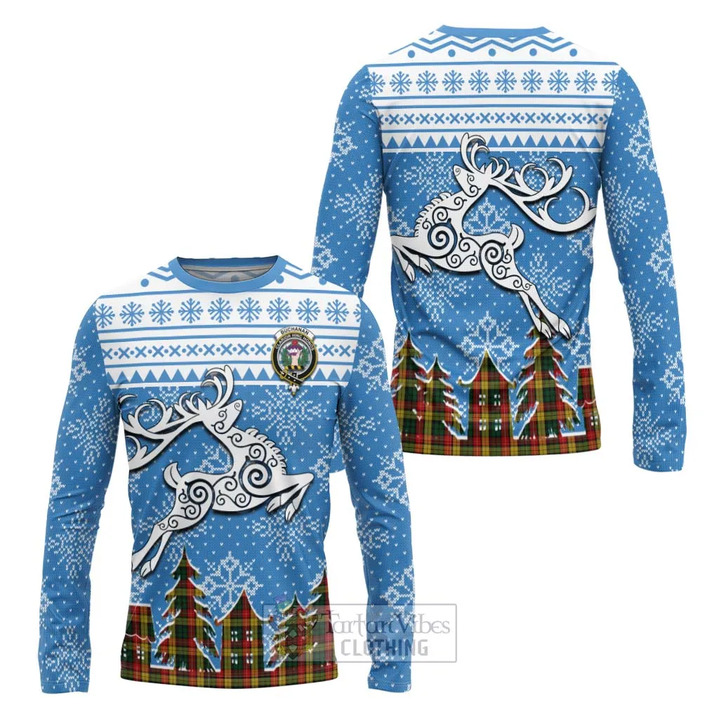 Buchanan Clan Christmas Long Sleeve T-Shirt Celtic Reindeer Style