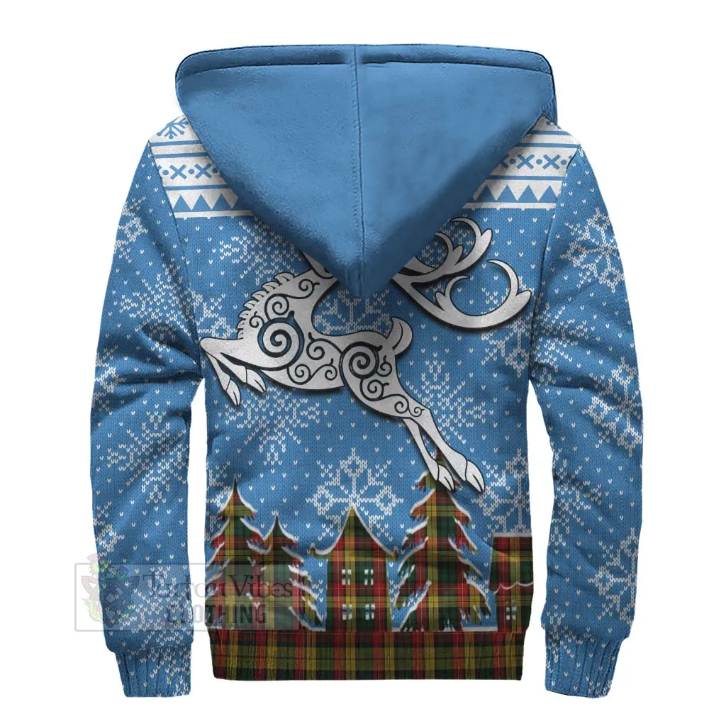 Buchanan Clan Christmas Sherpa Hoodie Celtic Reindeer Style