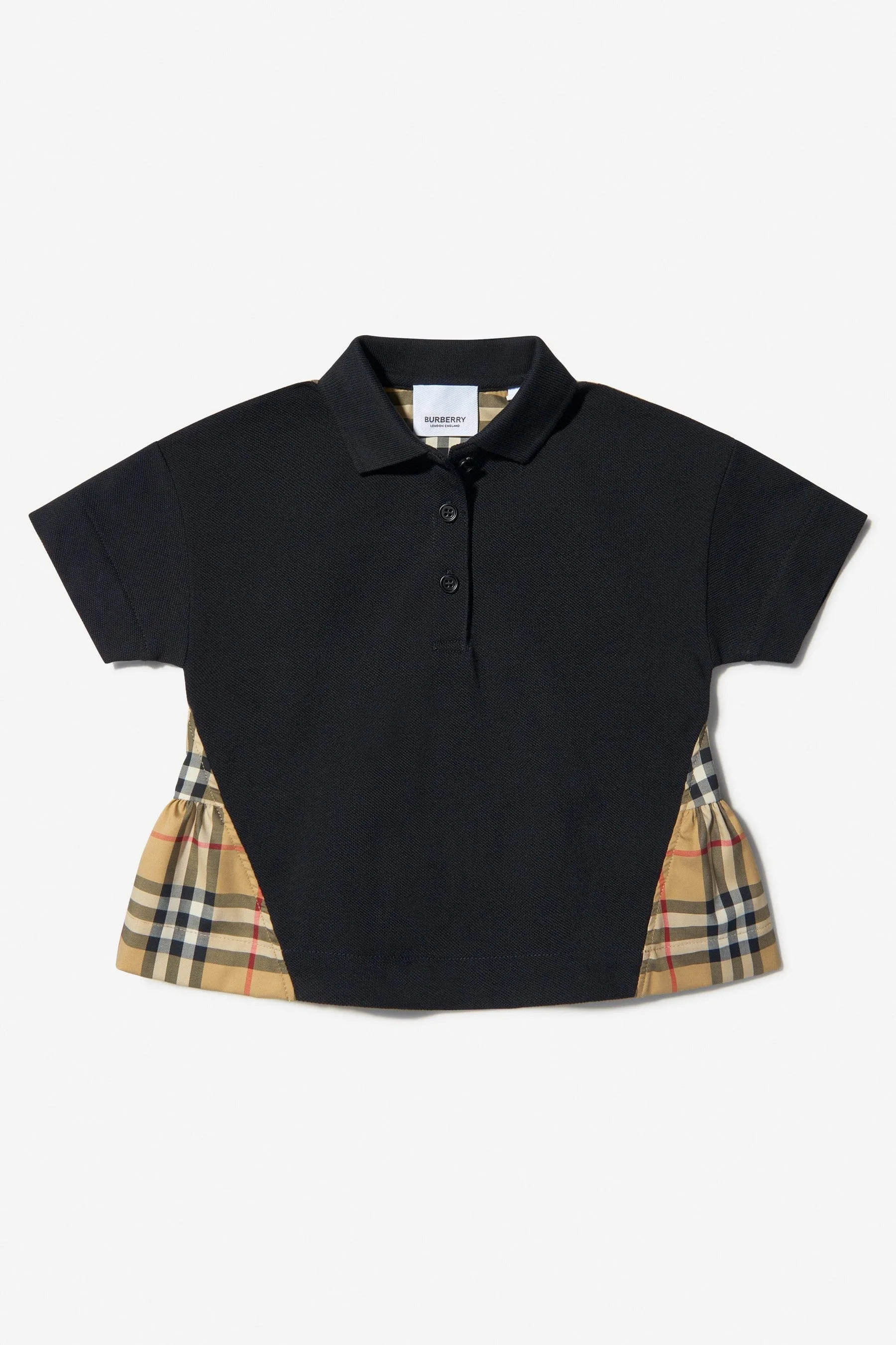 Burberry Girls Cotton Check Trim Polo Shirt