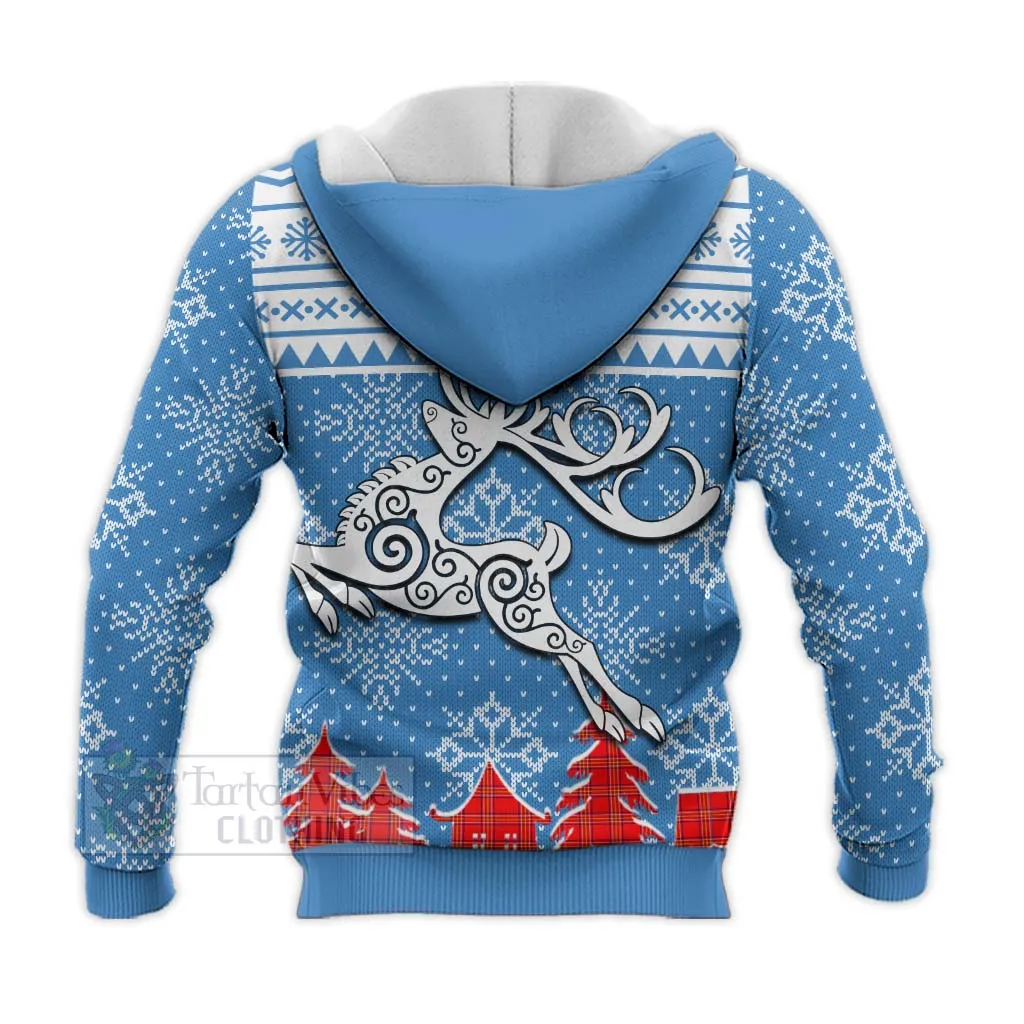 Burnett Clan Christmas Knitted Hoodie Celtic Reindeer Style