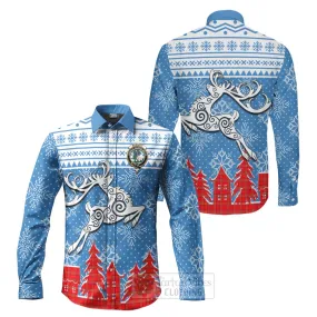 Burnett Clan Christmas Long Sleeve Button Shirt Celtic Reindeer Style