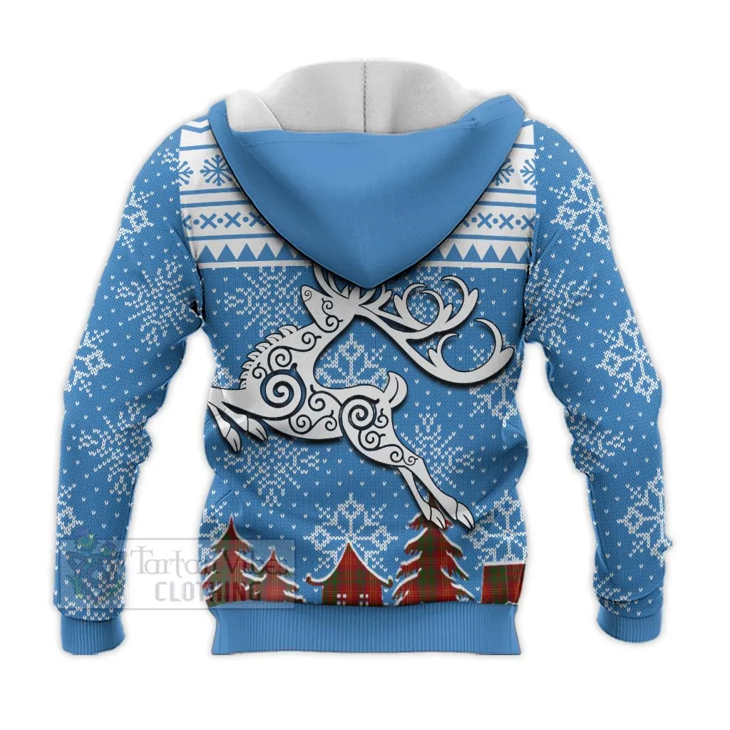 Burns Clan Christmas Knitted Hoodie Celtic Reindeer Style