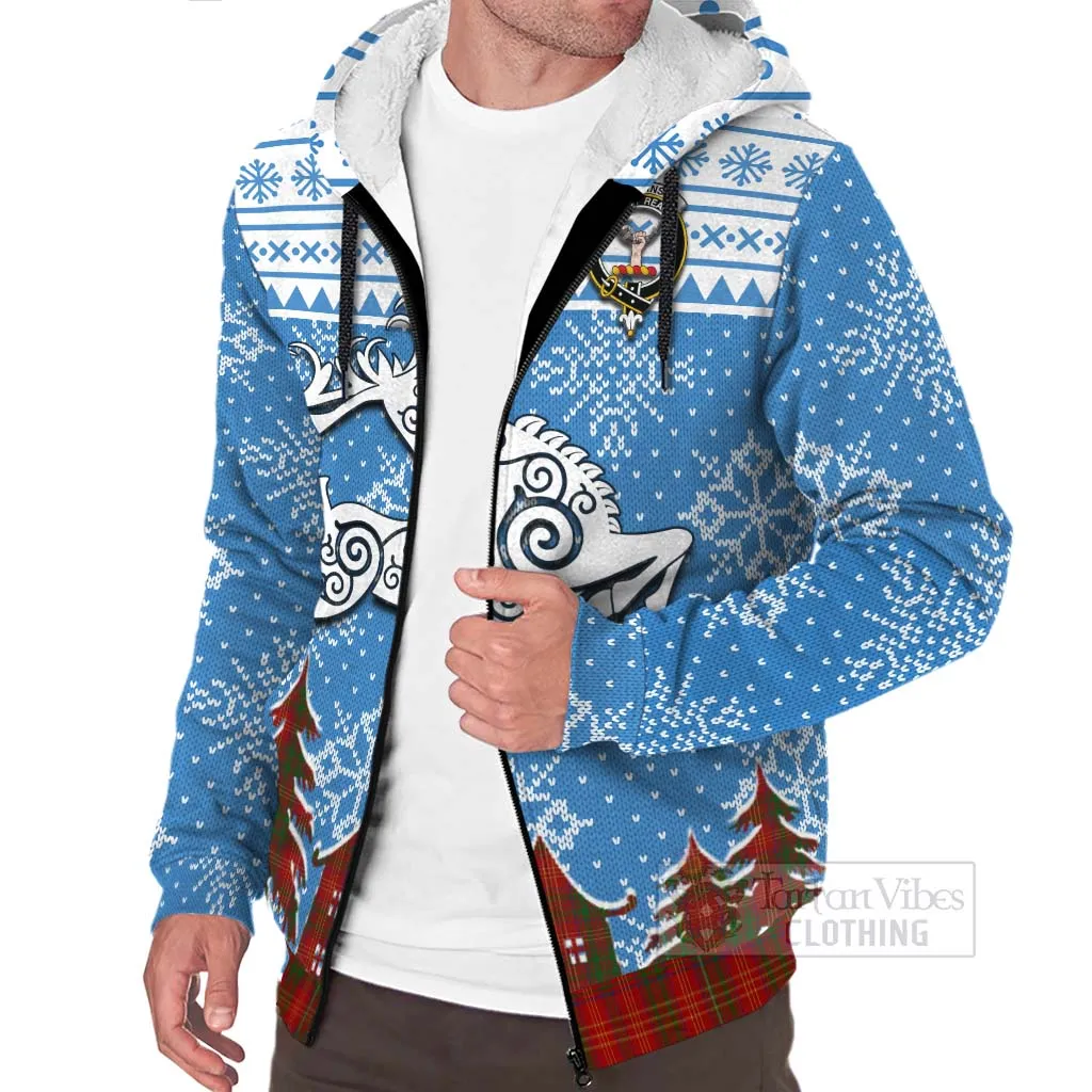 Burns Clan Christmas Sherpa Hoodie Celtic Reindeer Style