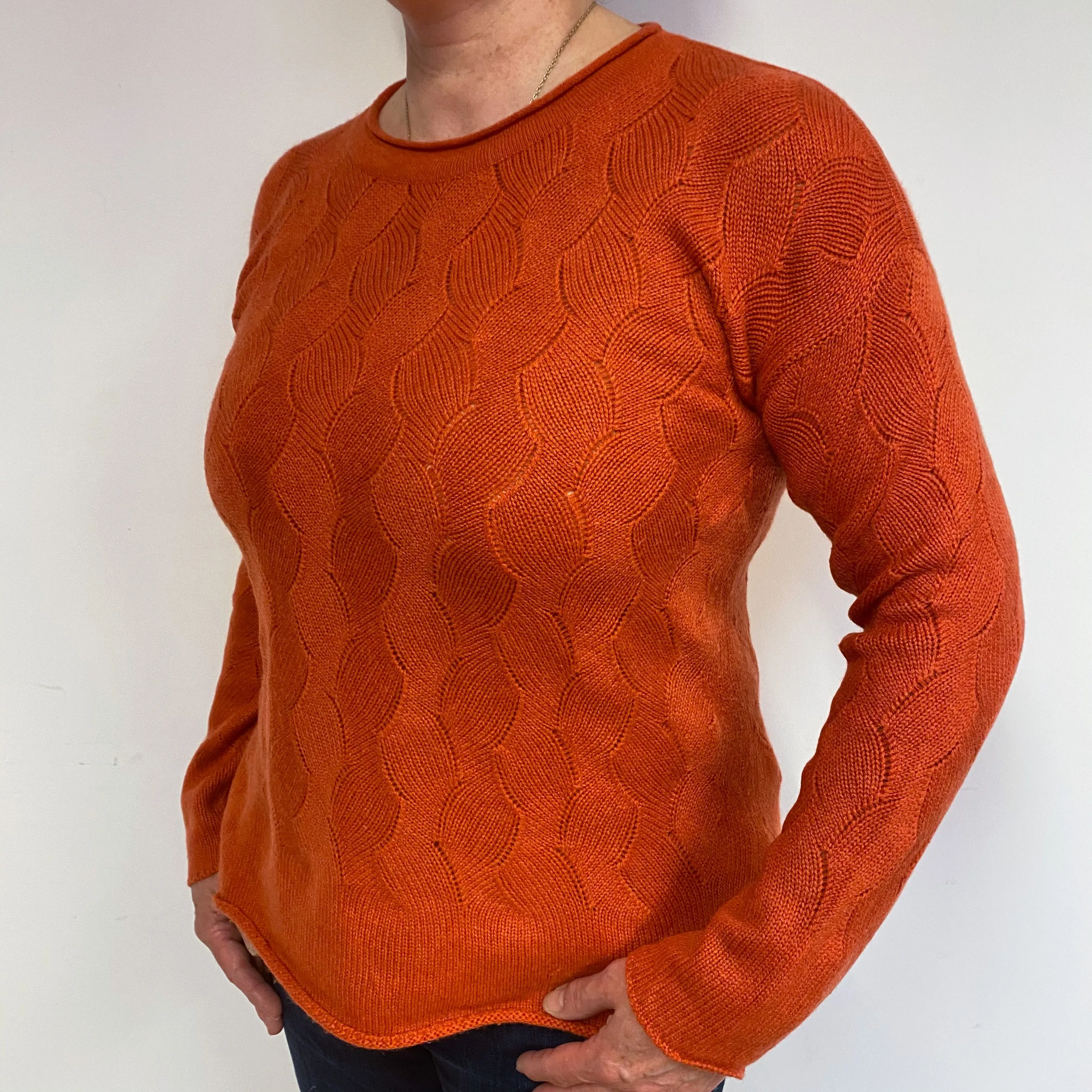 Burnt Orange Cashmere Crew Neck Jumper Large