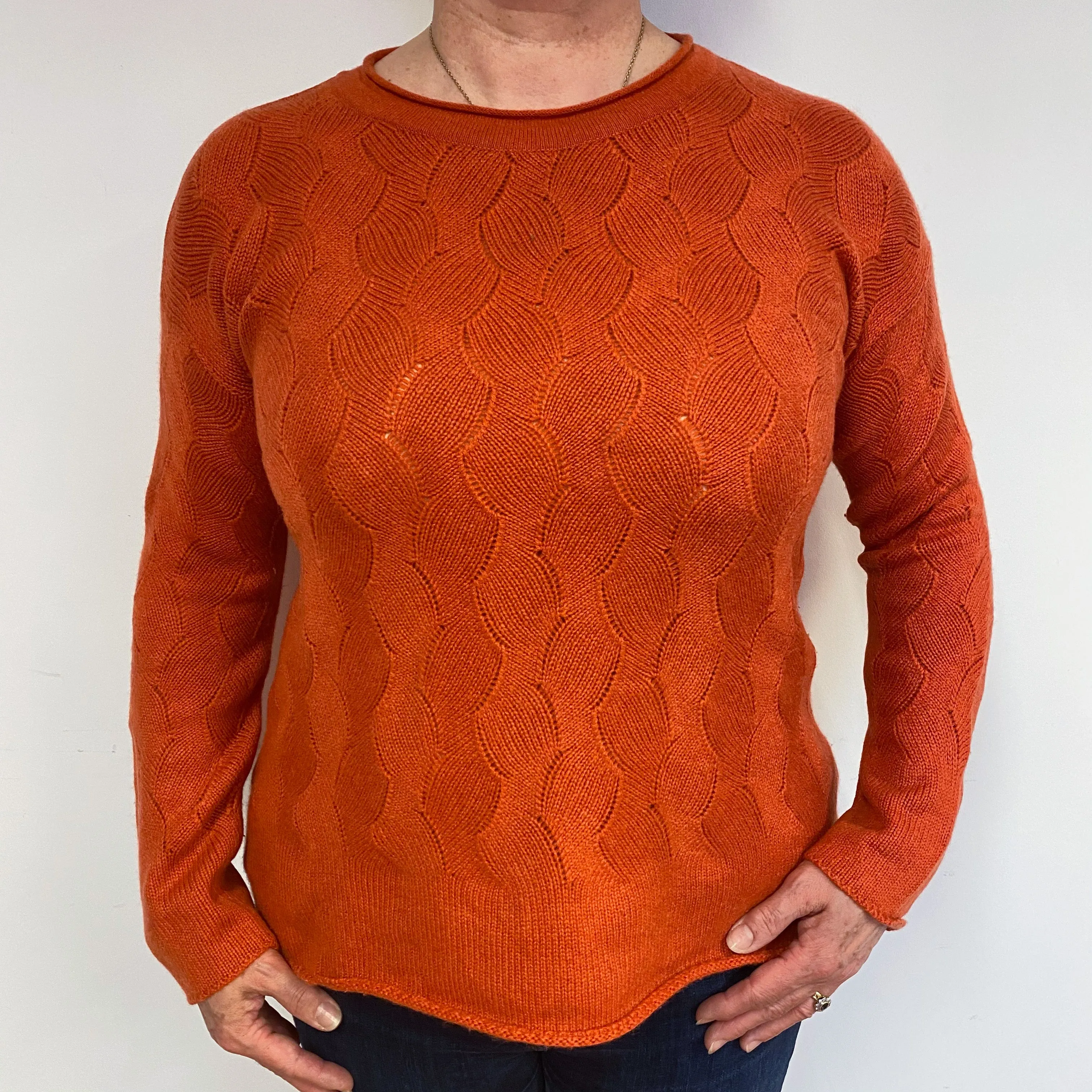 Burnt Orange Cashmere Crew Neck Jumper Large