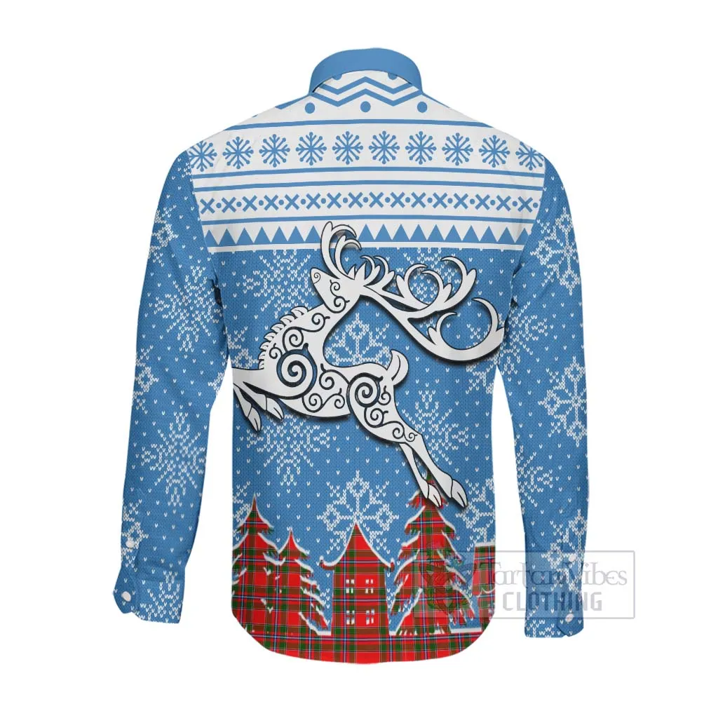 Butter Clan Christmas Long Sleeve Button Shirt Celtic Reindeer Style