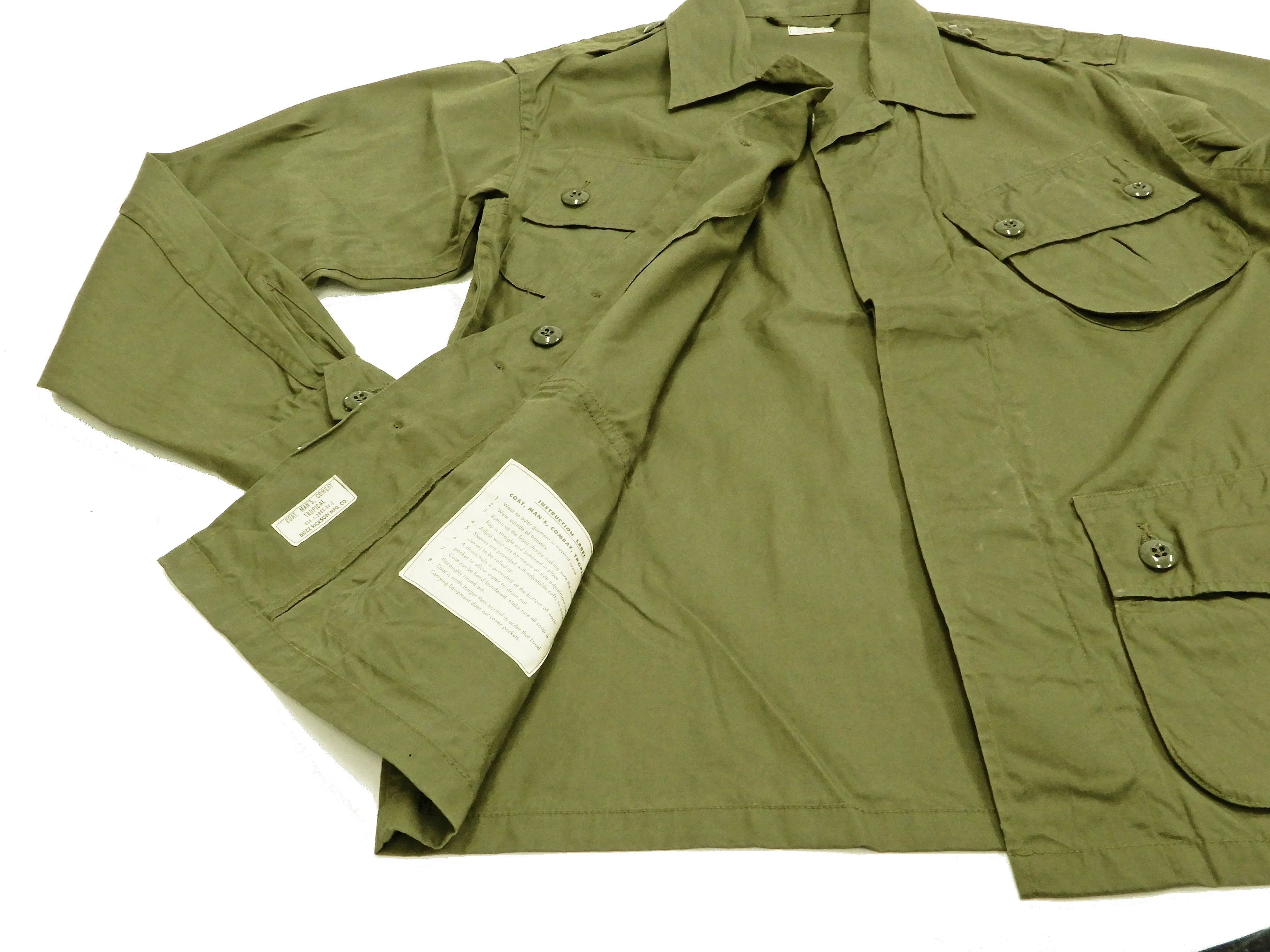 Buzz Rickson Tropical Jacket Men's US Vietnam War Jungle Fatigue Jacket BR12247 Olive