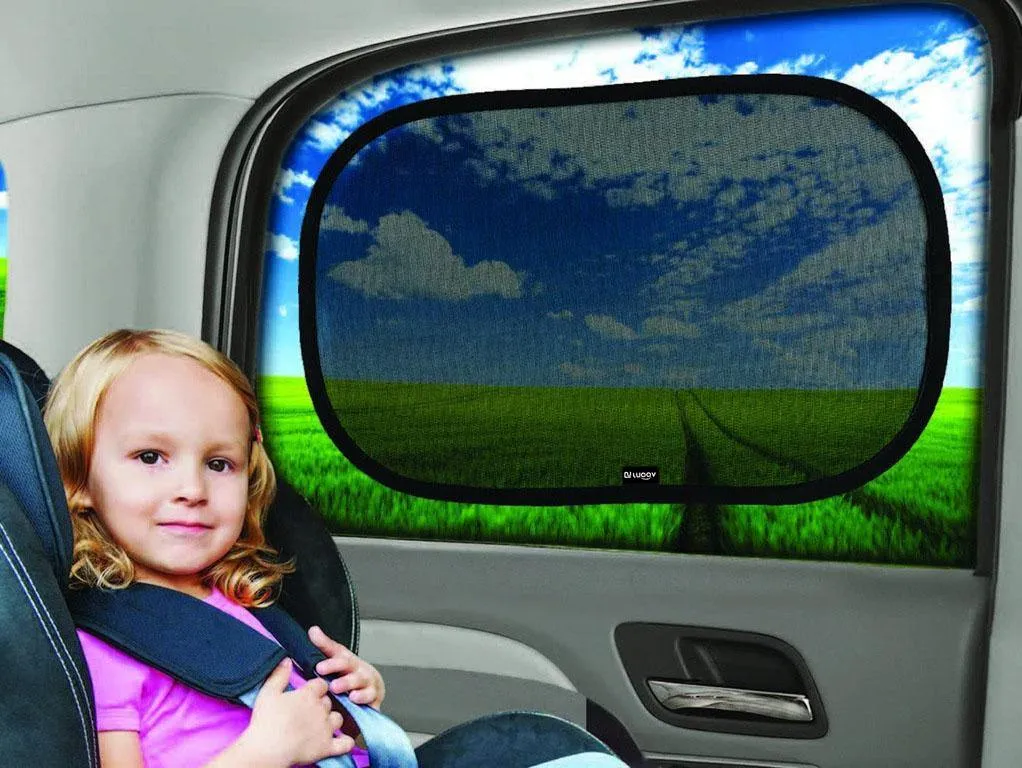 Car Window Shade - (2/4 Pack) - 21"x14" Cling Sunshade for Car Windows