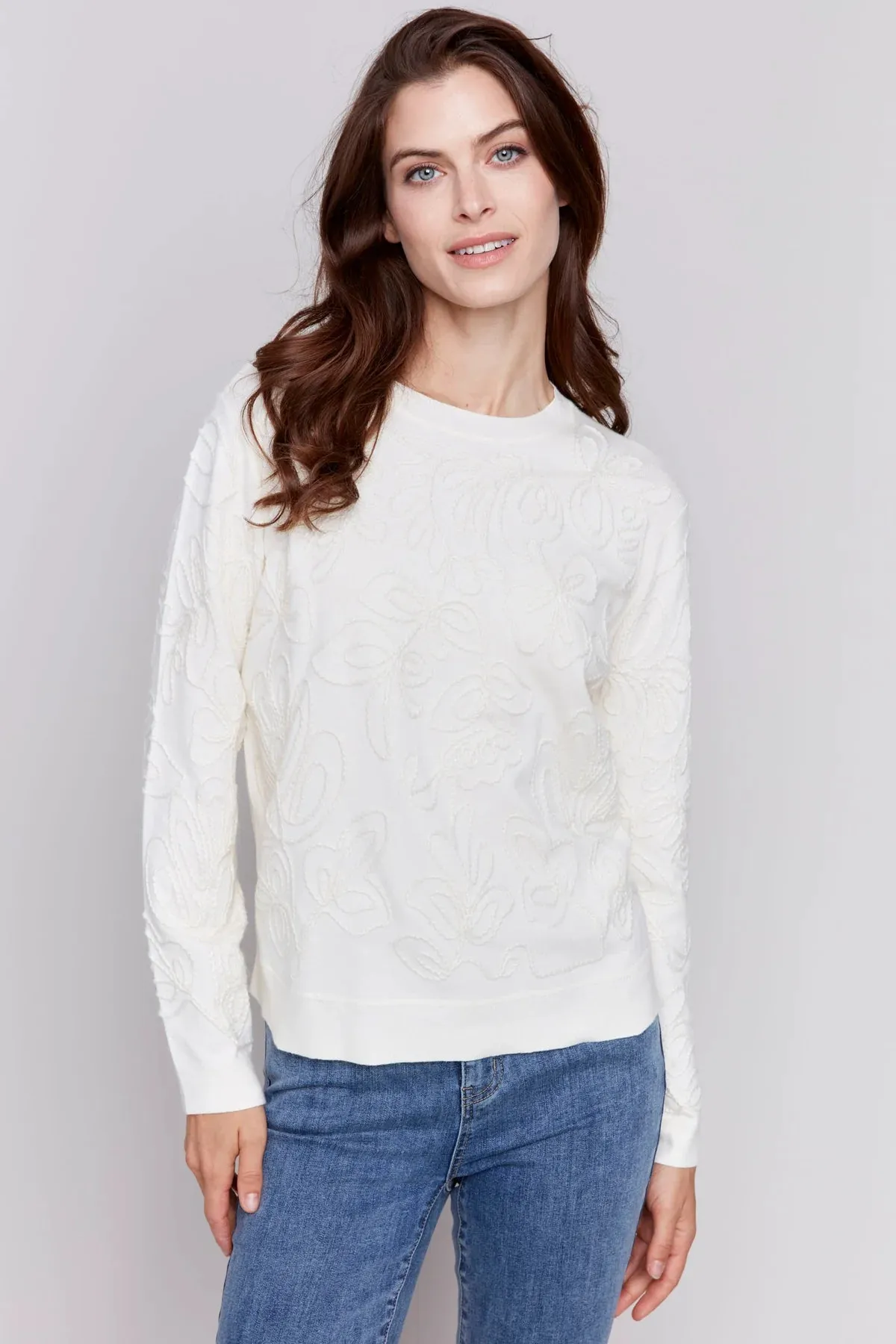 Charlie B Soutache Embroidered Crew-Neck Sweater - C2680-464A