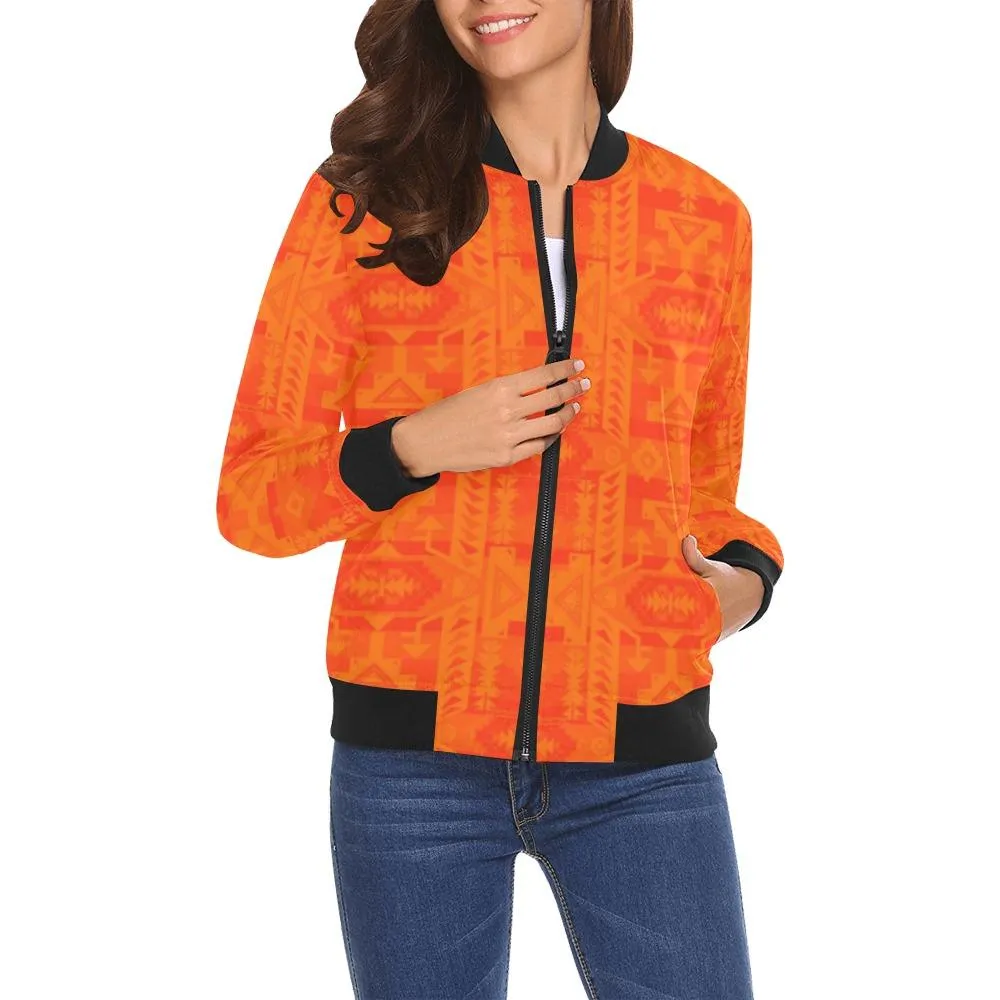 Chiefs Mountain Orange Carrying Their Prayers Bomber Jacket for Women