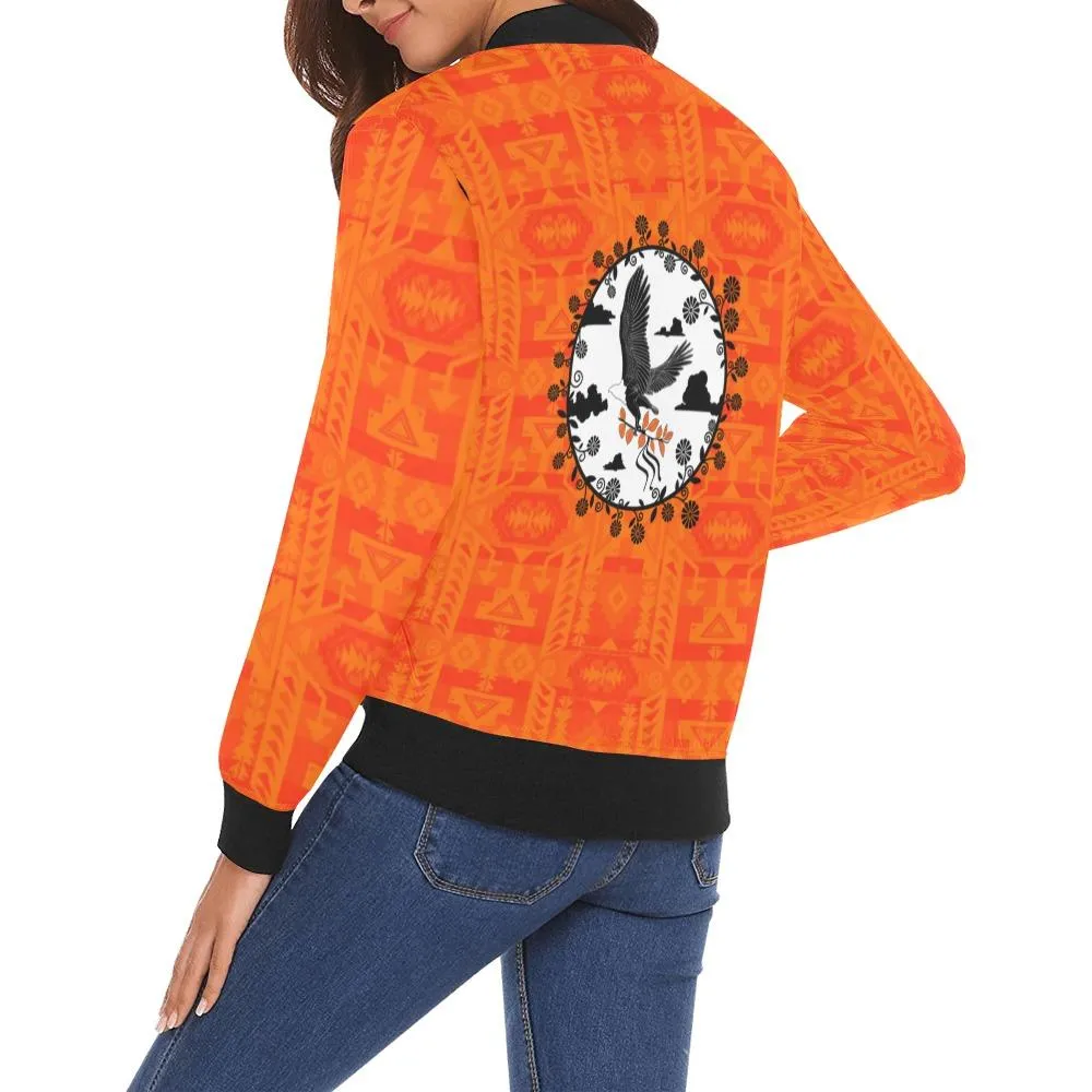 Chiefs Mountain Orange Carrying Their Prayers Bomber Jacket for Women