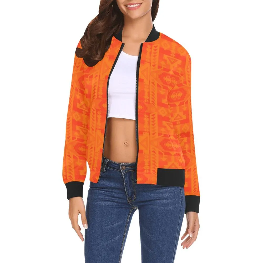 Chiefs Mountain Orange Carrying Their Prayers Bomber Jacket for Women