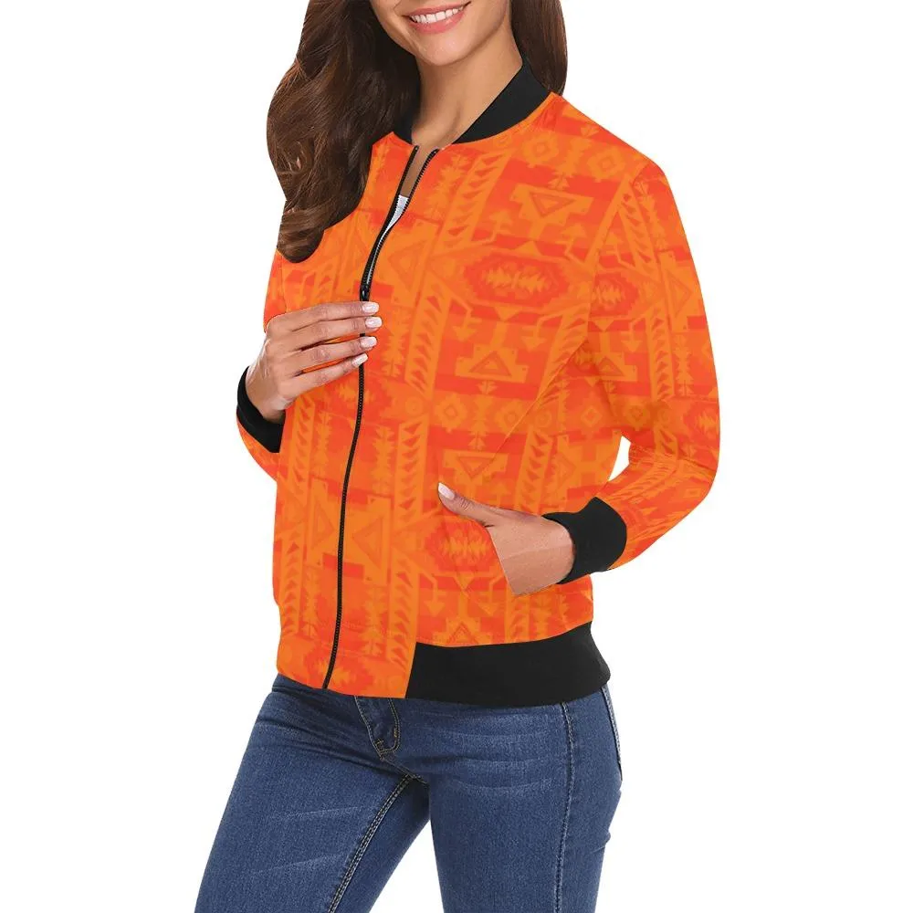 Chiefs Mountain Orange Carrying Their Prayers Bomber Jacket for Women