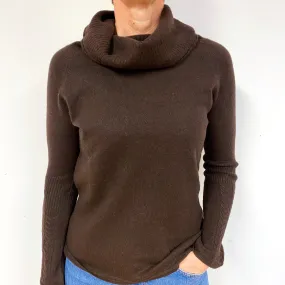 Chocolate Brown Cashmere Cowl Neck Jumper Medium