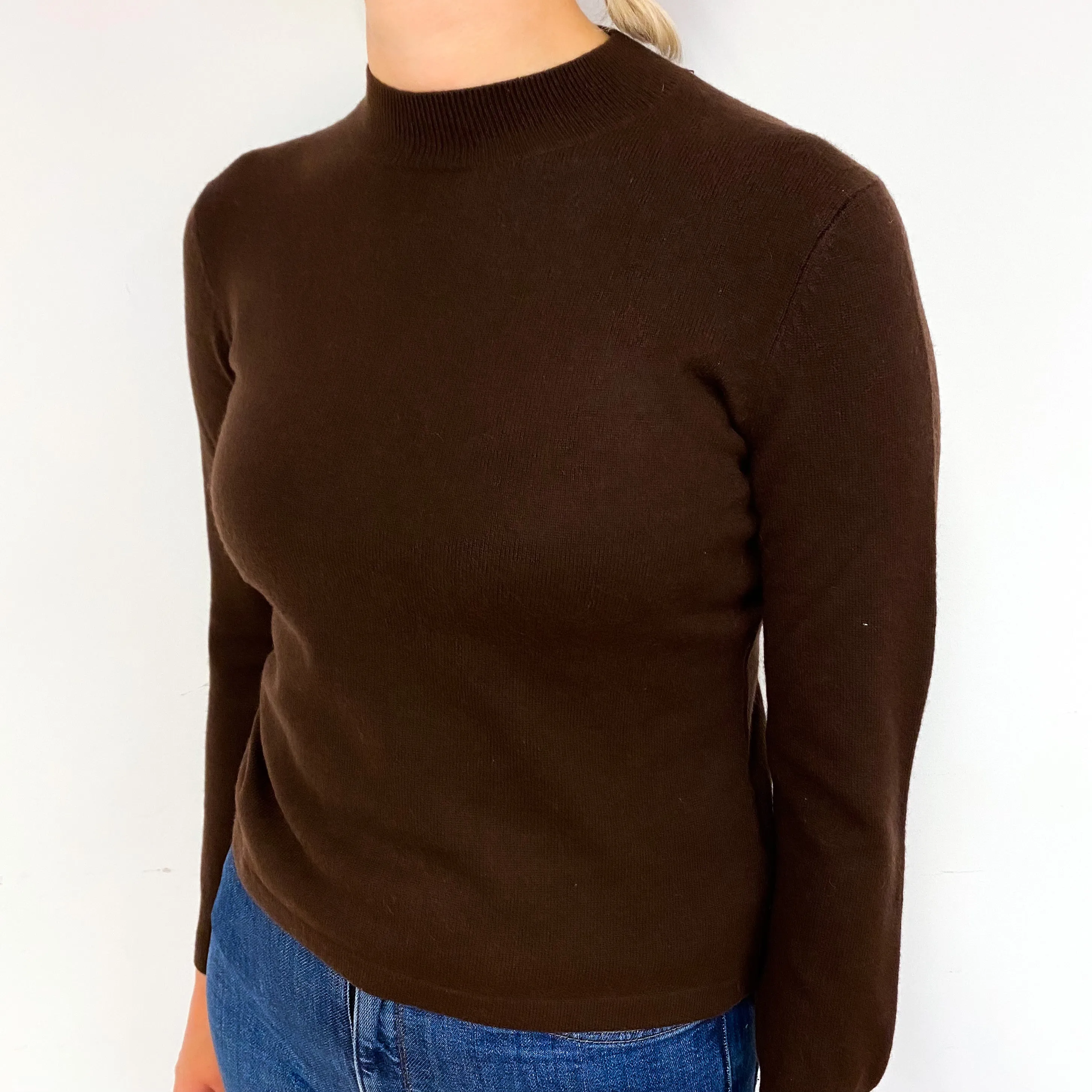 Chocolate Brown Cashmere Turtle Neck Jumper Small