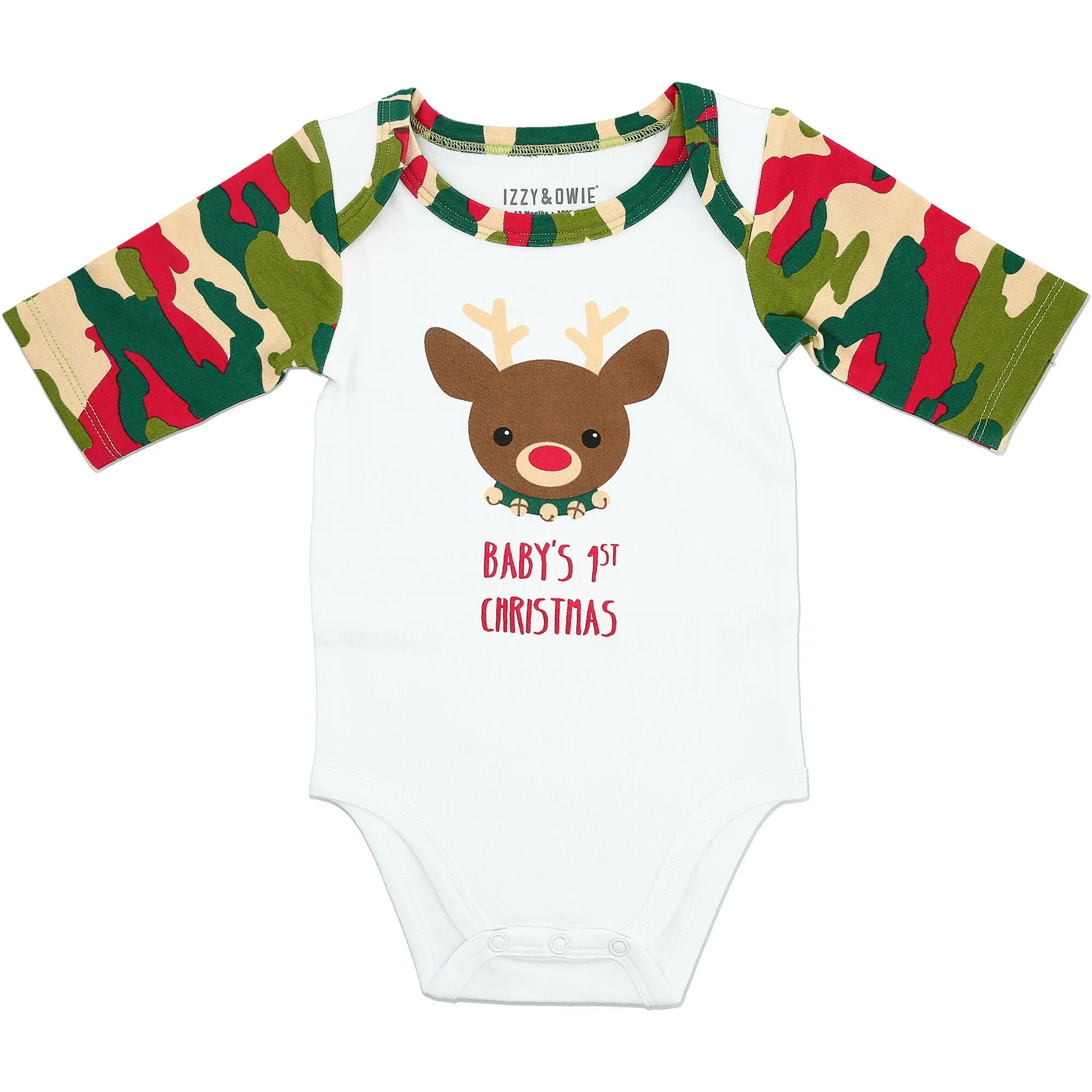 Christmas Camo Reindeer 3/4 Sleeve Bodysuit