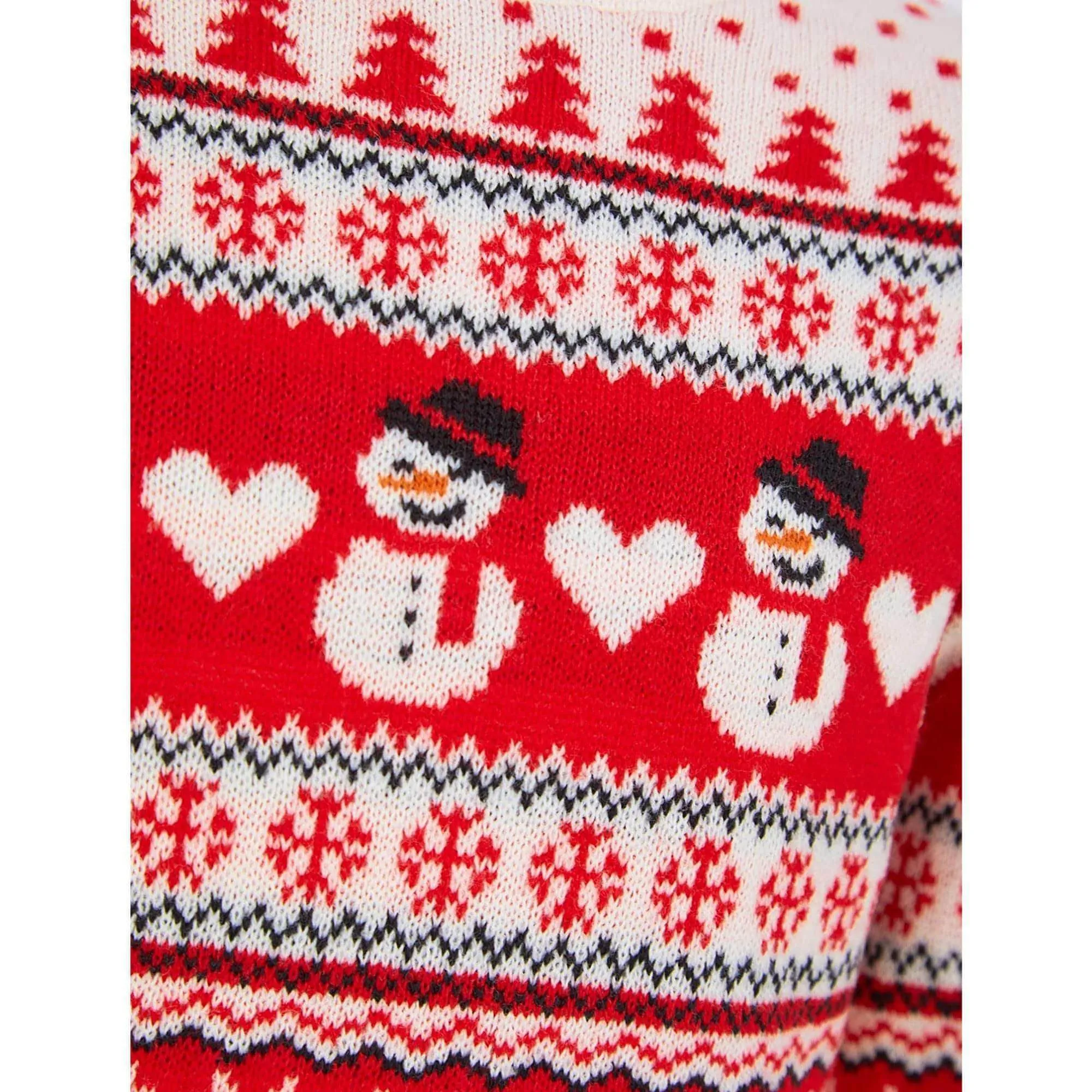 Christmas Snowman Nordic Fairisle Junior Christmas Jumper - Red