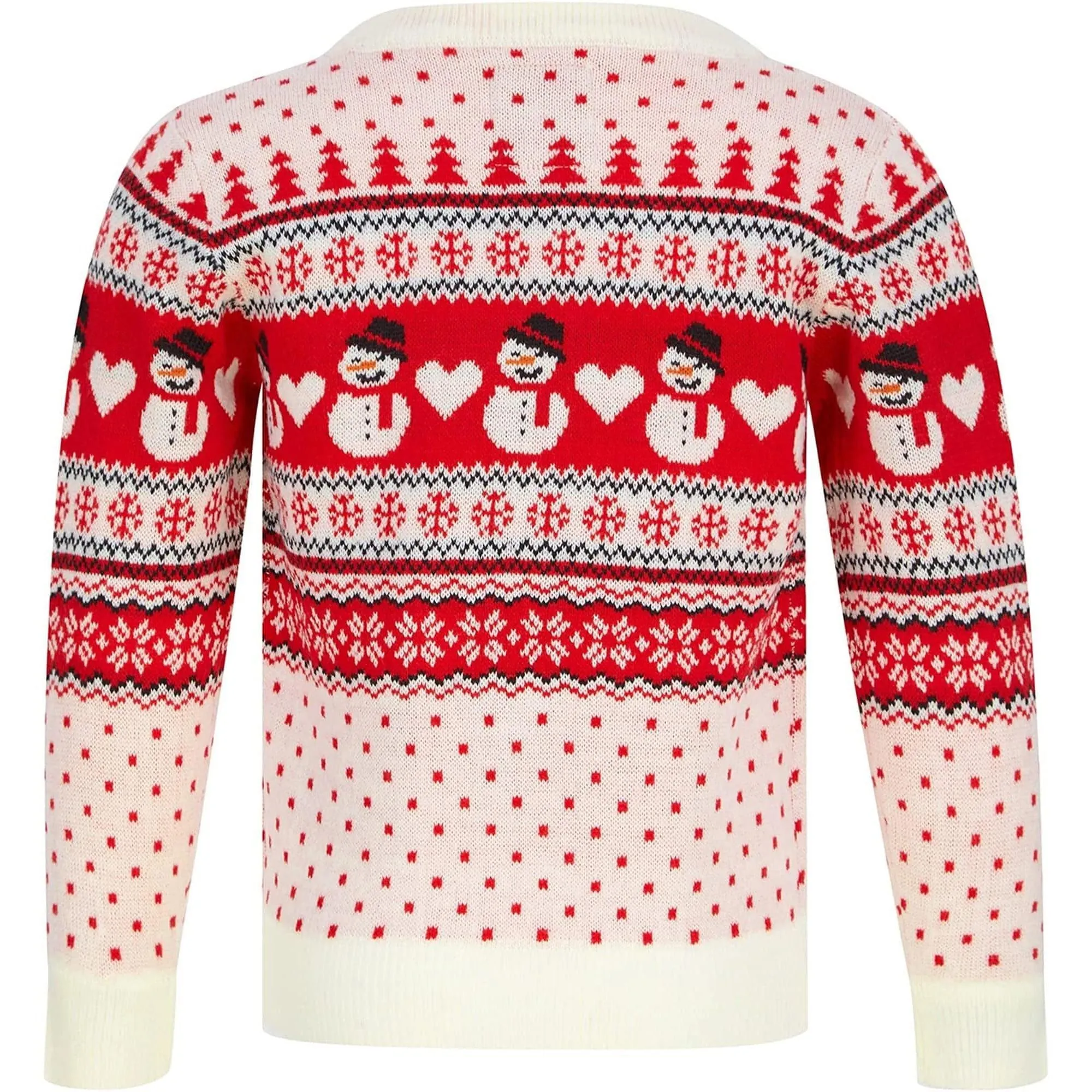 Christmas Snowman Nordic Fairisle Junior Christmas Jumper - Red