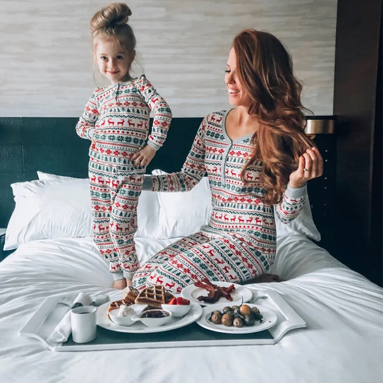 Christmas Tree and Reindeer Patterned Family Matching Pajamas Sets