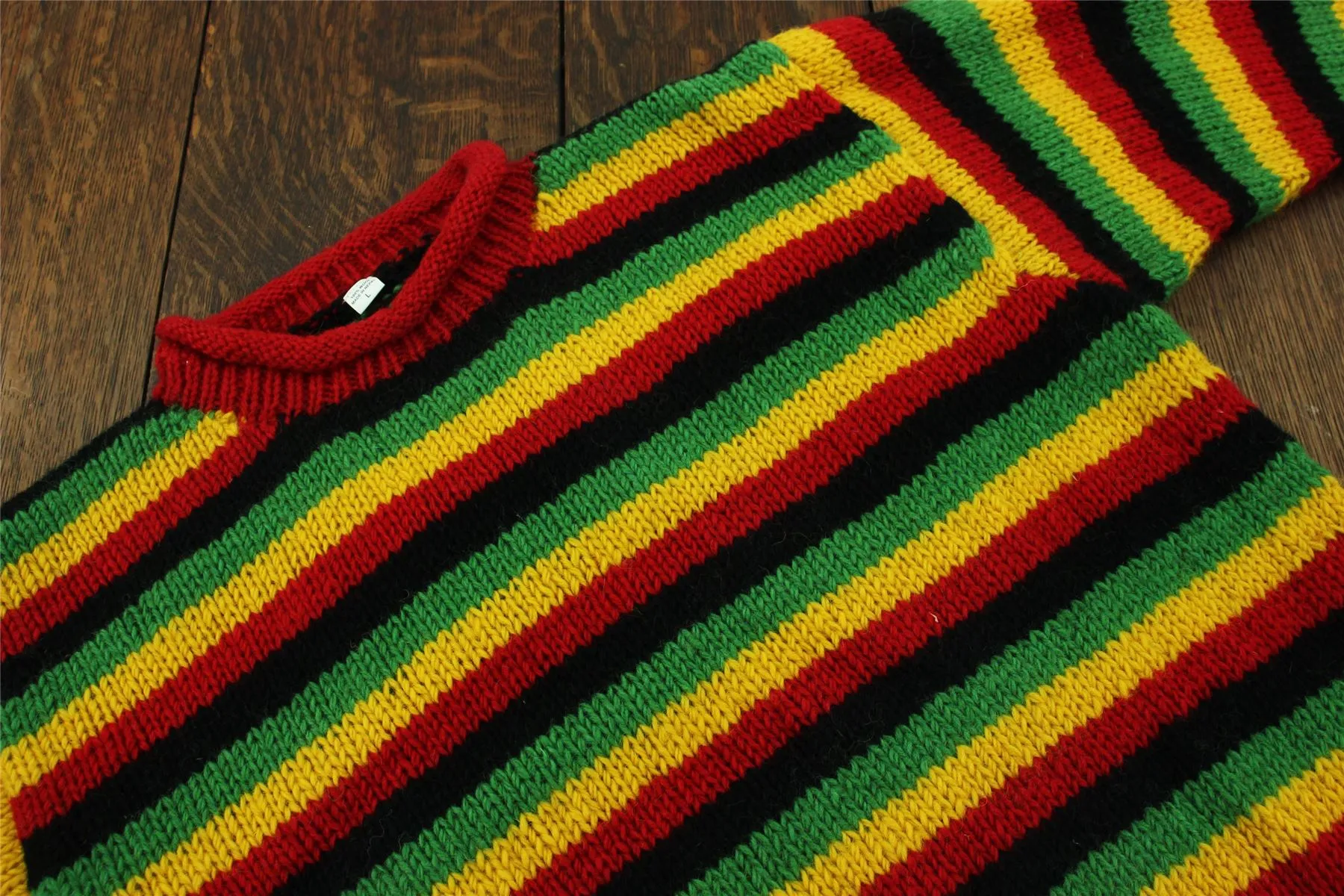 Chunky Wool Knit Jumper - Stripe Rasta