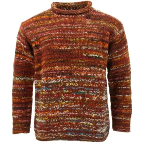 Chunky Wool Space Dye Knit Jumper - Rust Multi