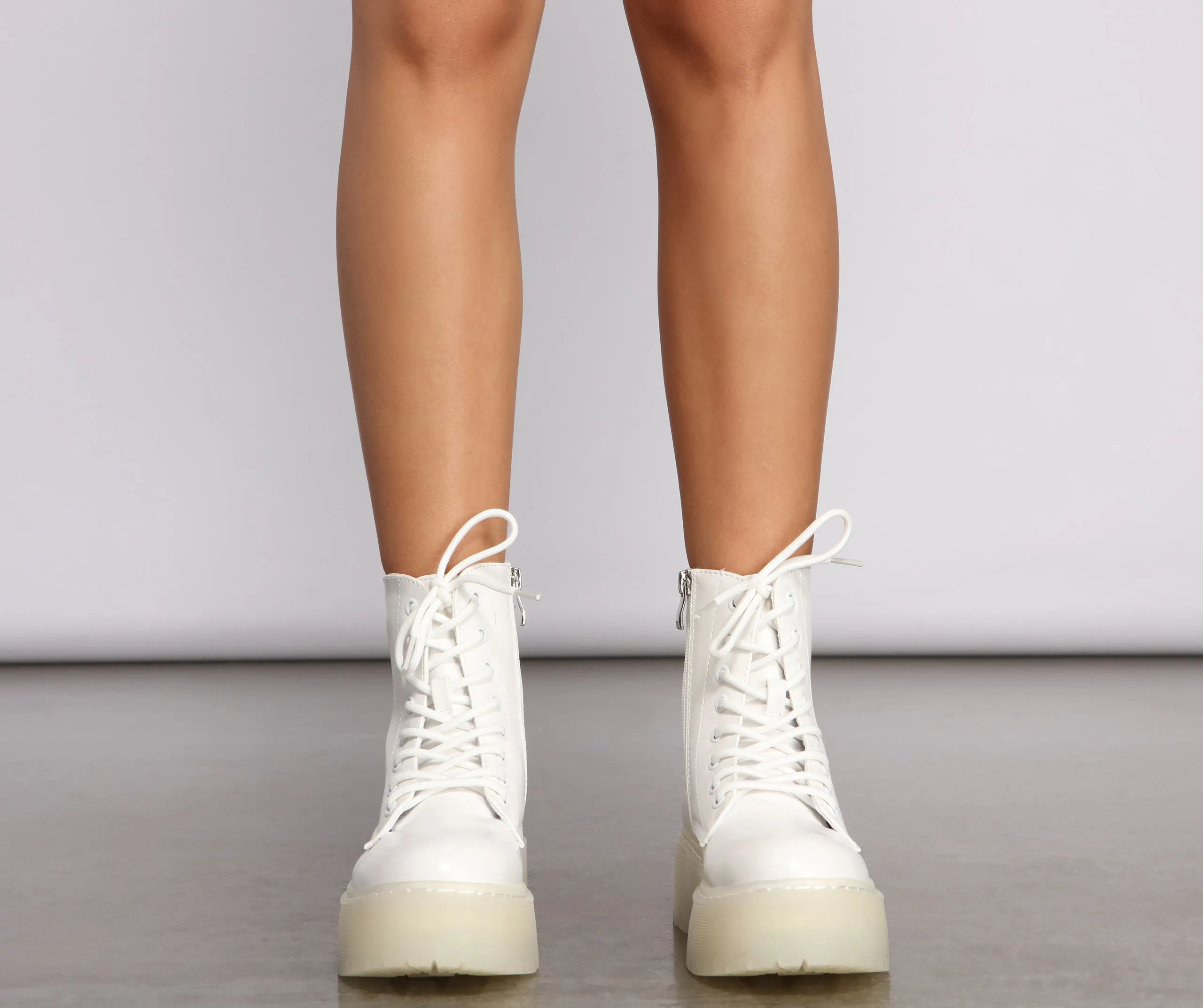 Clearly On Fleek Faux Leather Combat Boots