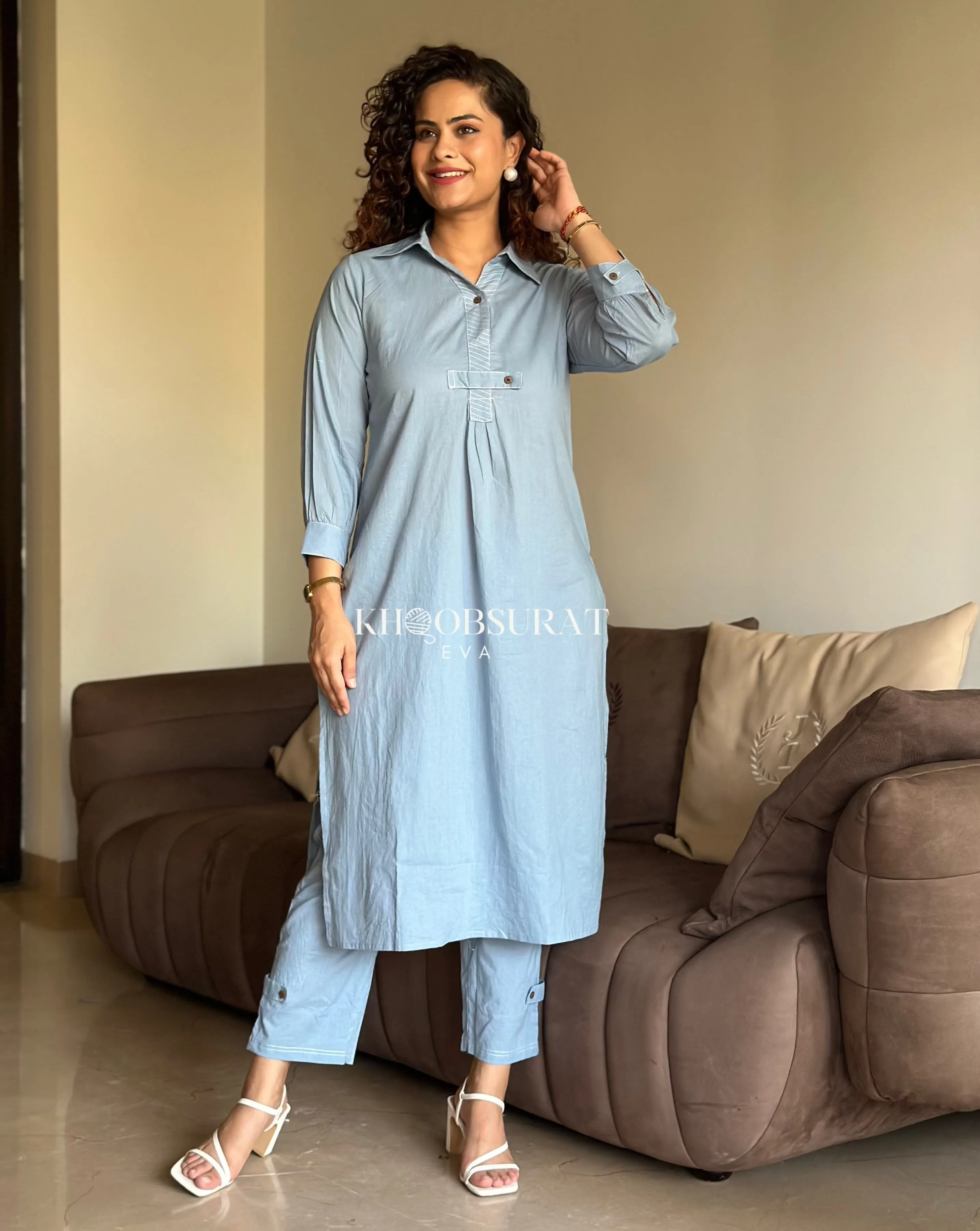 Cloud Soft Blue Kurta Set