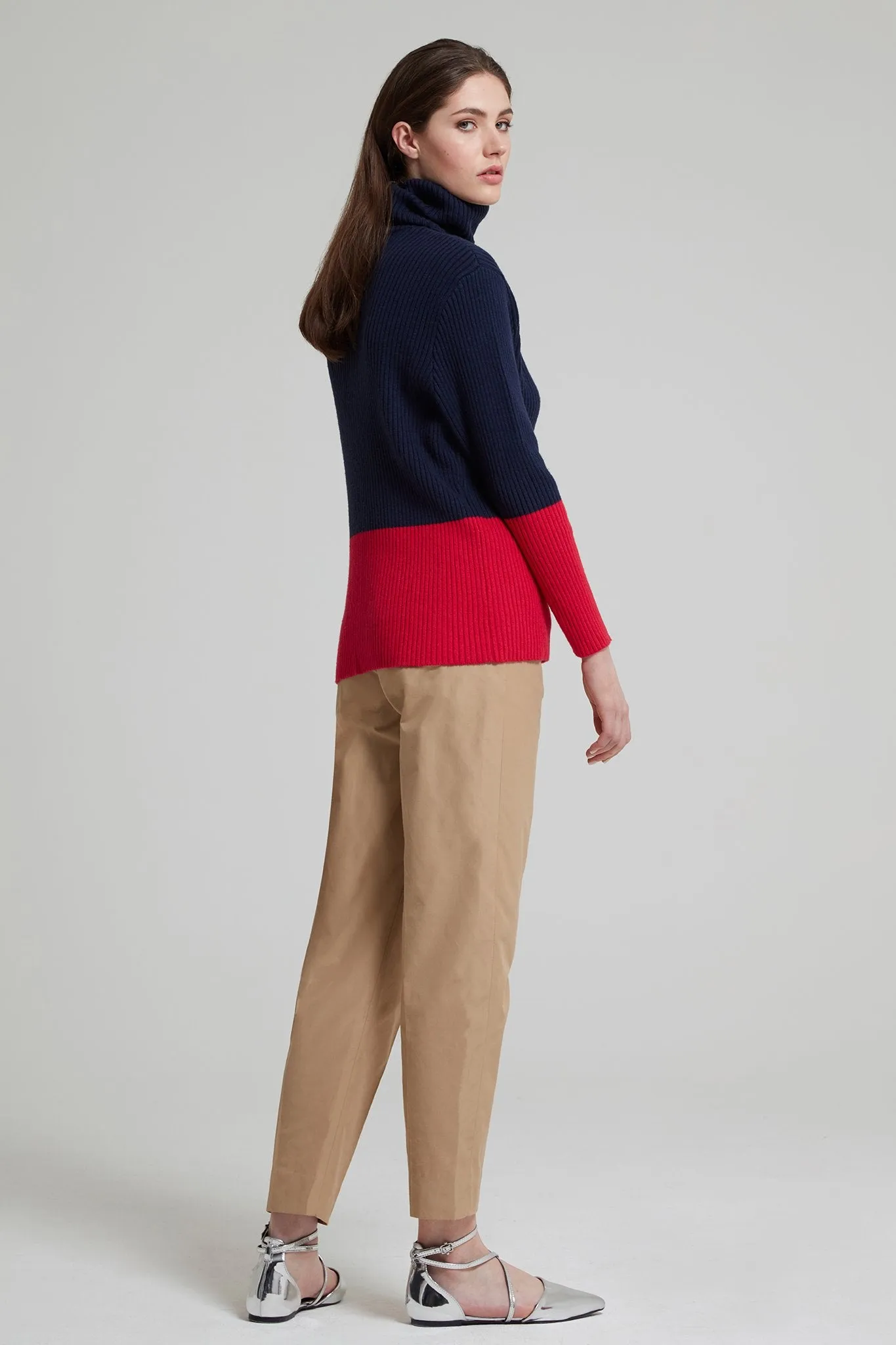 Contrast Ribbed Cotton Blend Sweater