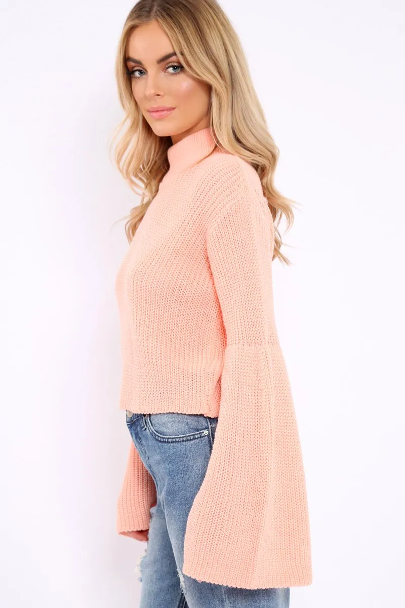 Coral High Neck Flared Sleeve Jumper - Aloni