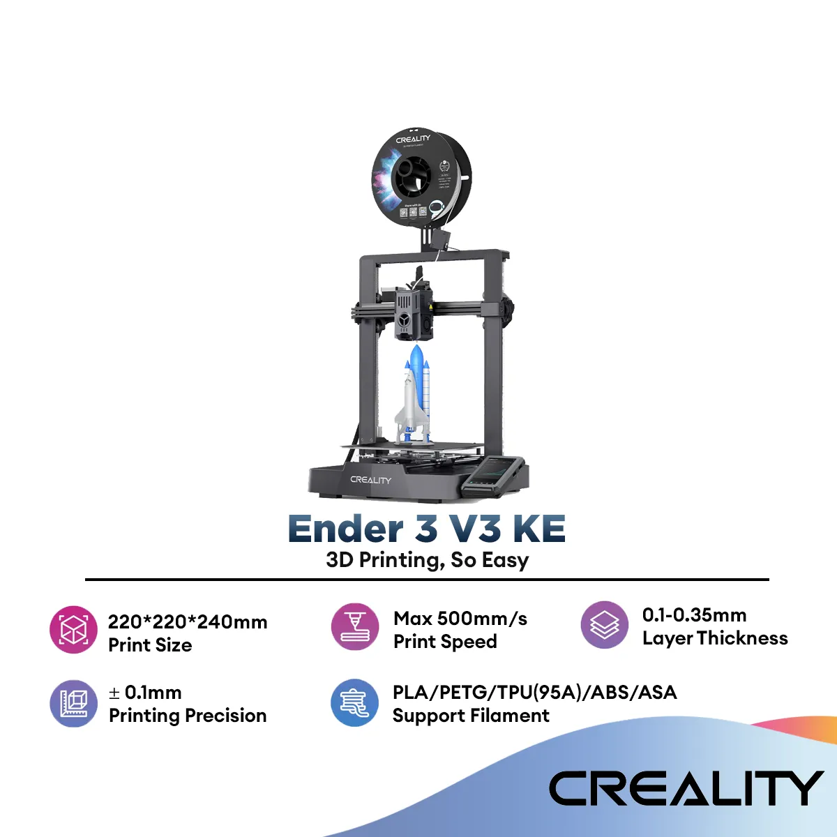 Creality Ender-3 V3 KE / Creality Ender-3 v3 Plus 3D Printer FDM Printer with Plus Print Size, Heavy Duty, Spectacular Speed, Top-notch Performance