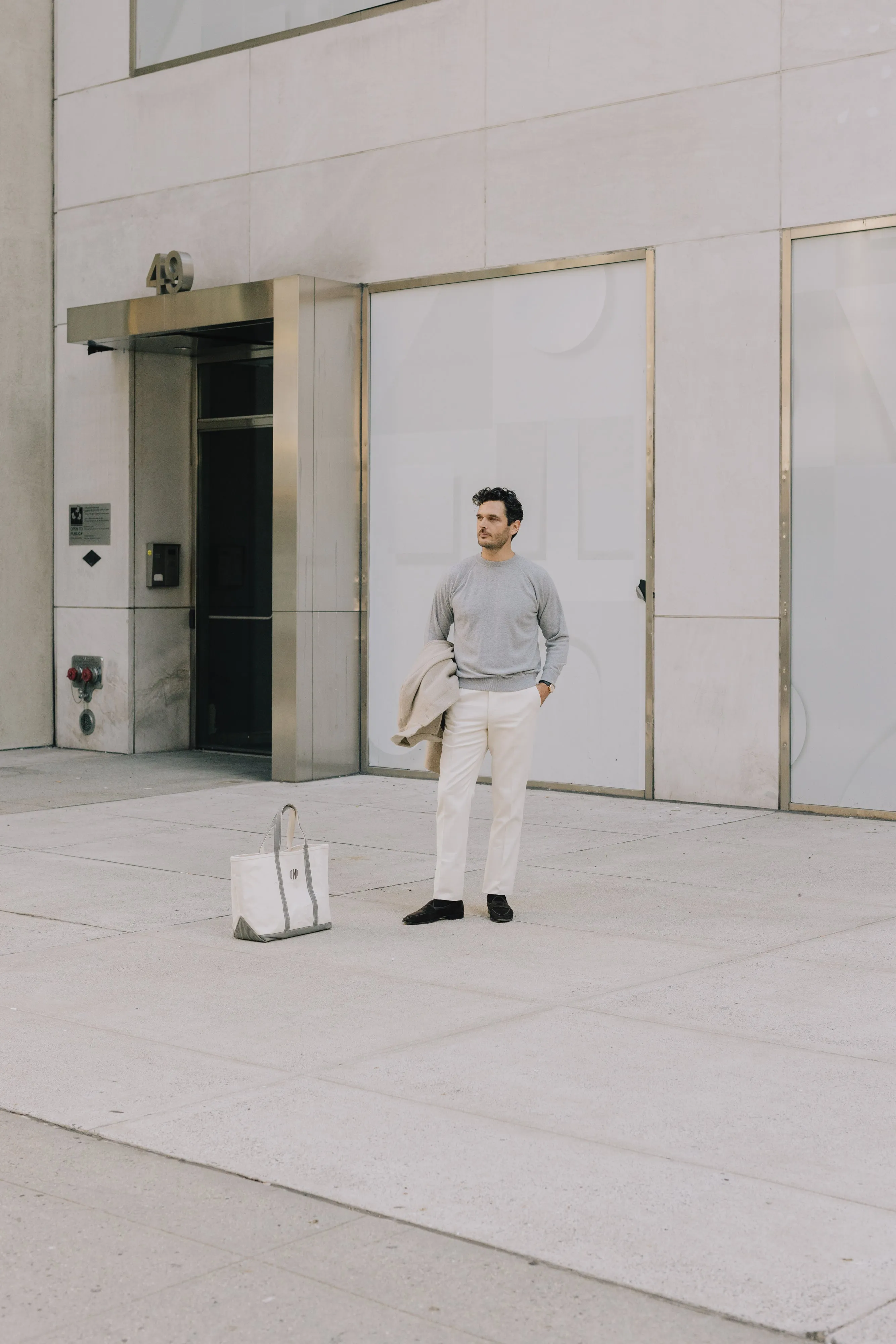 Crewneck Sportsman Jumper in Grey Cashmere