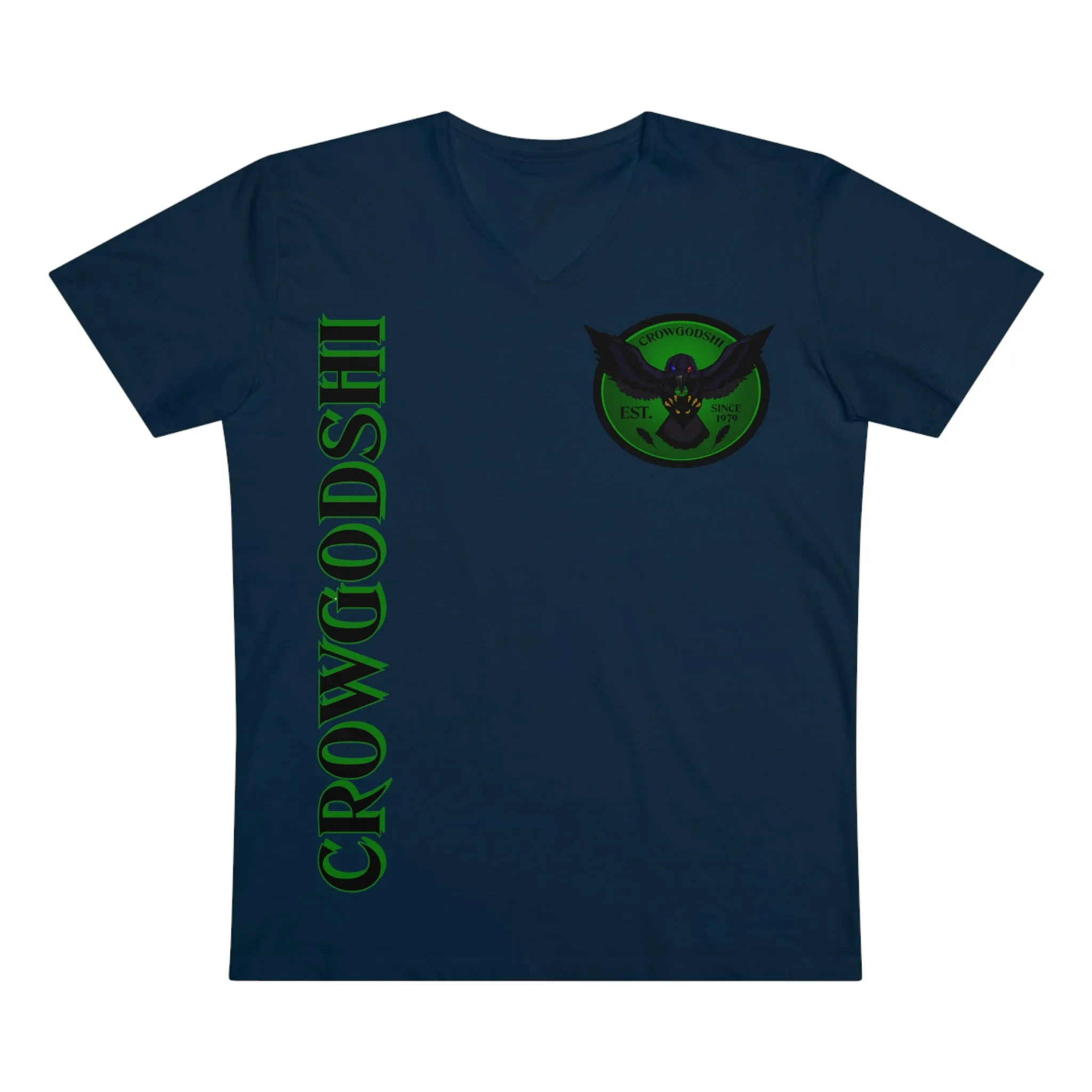 Crowgodshi Designer First Generation Men’s Presenter V-neck, GREEN LOGO