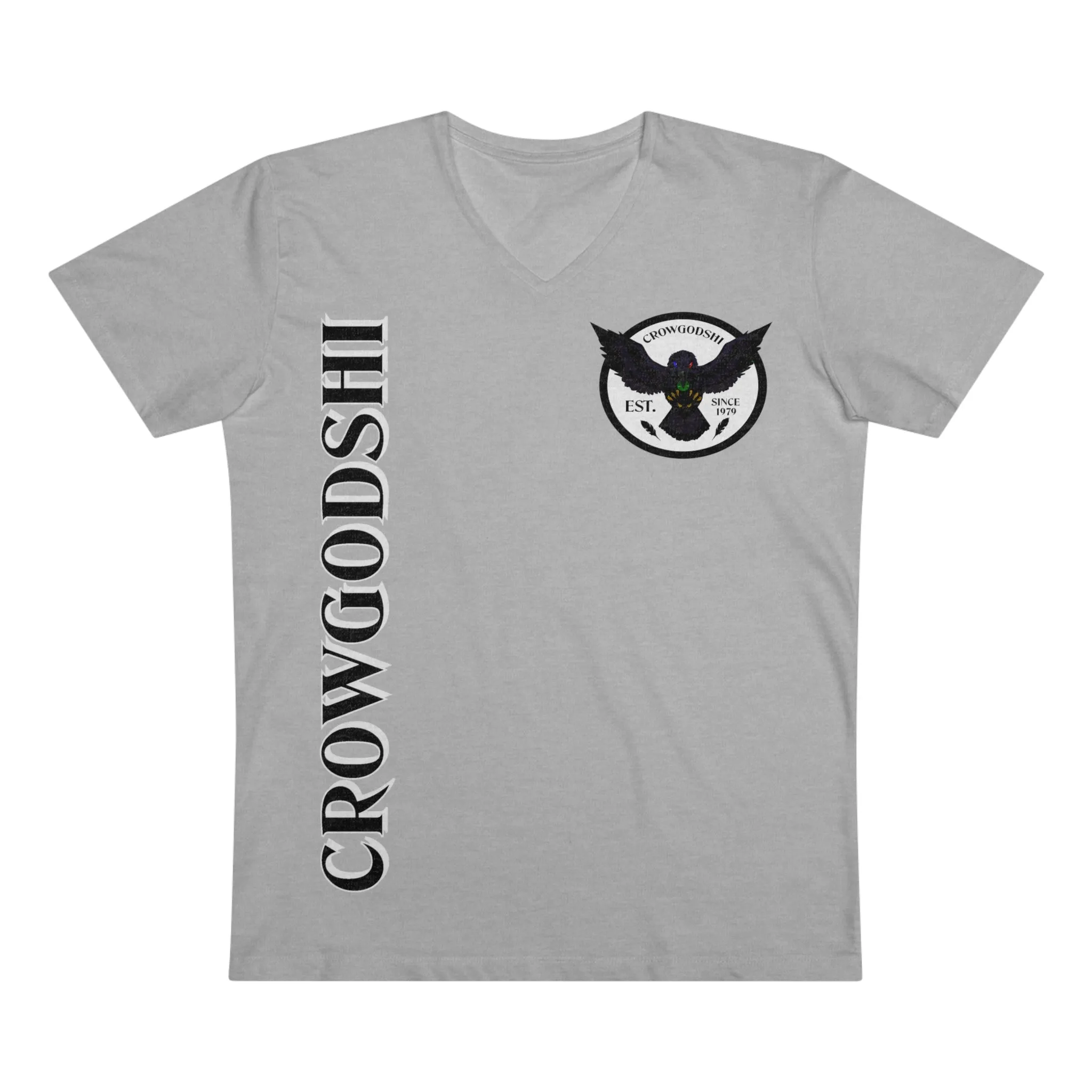 Crowgodshi Designer First Generation Men’s Presenter V-neck, WHITE LOGO