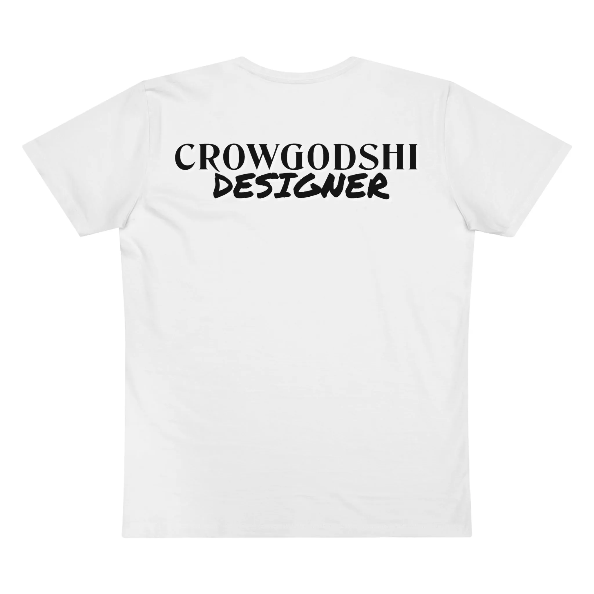 Crowgodshi Designer First Generation Men’s Presenter V-neck, WHITE LOGO