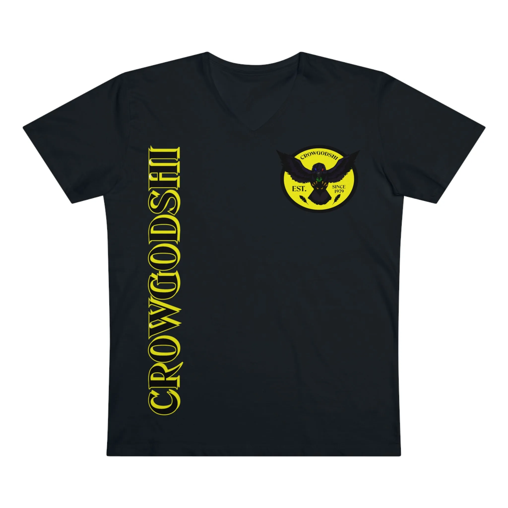 Crowgodshi Designer First Generation Men’s Presenter V-neck, YELLOW LOGO