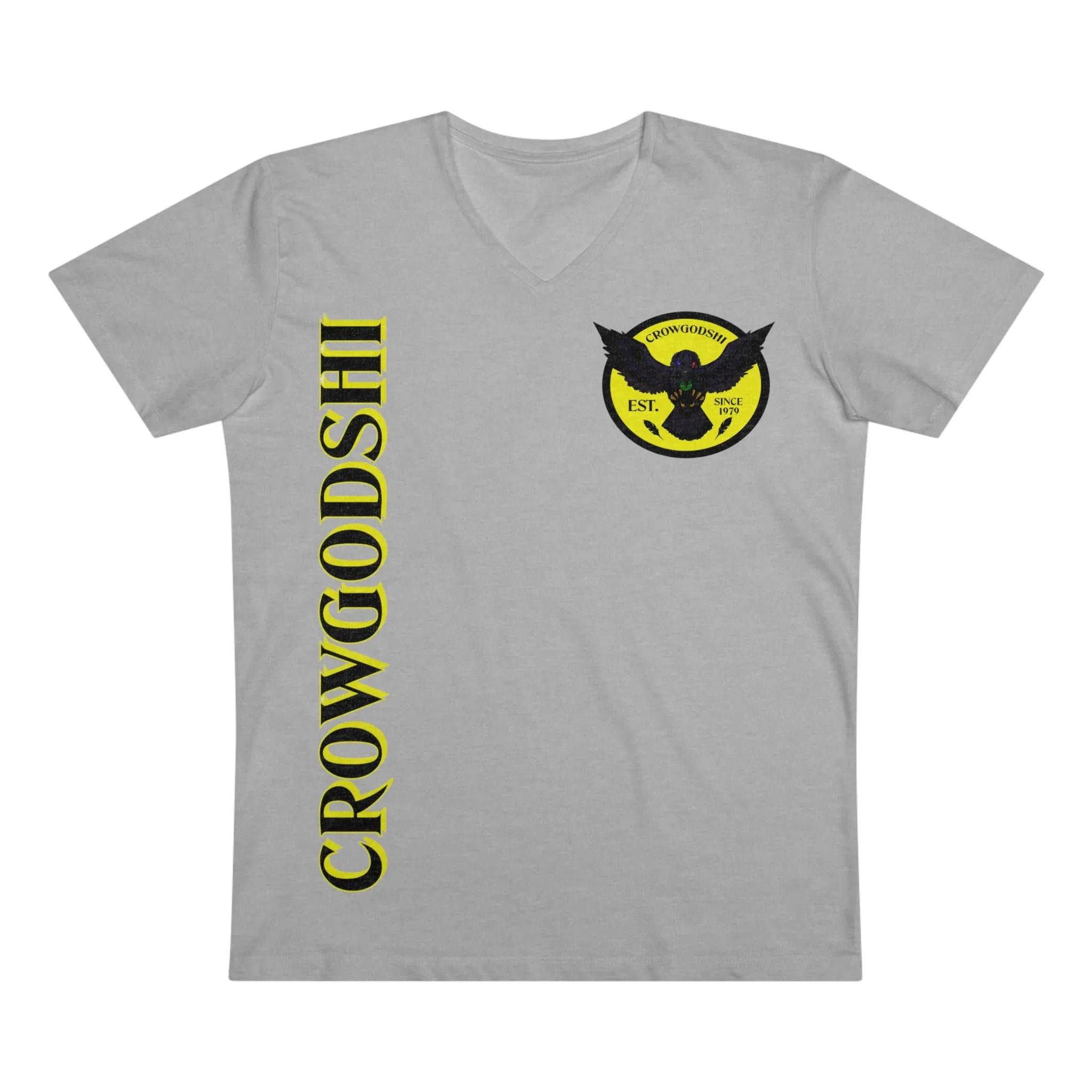 Crowgodshi Designer First Generation Men’s Presenter V-neck, YELLOW LOGO